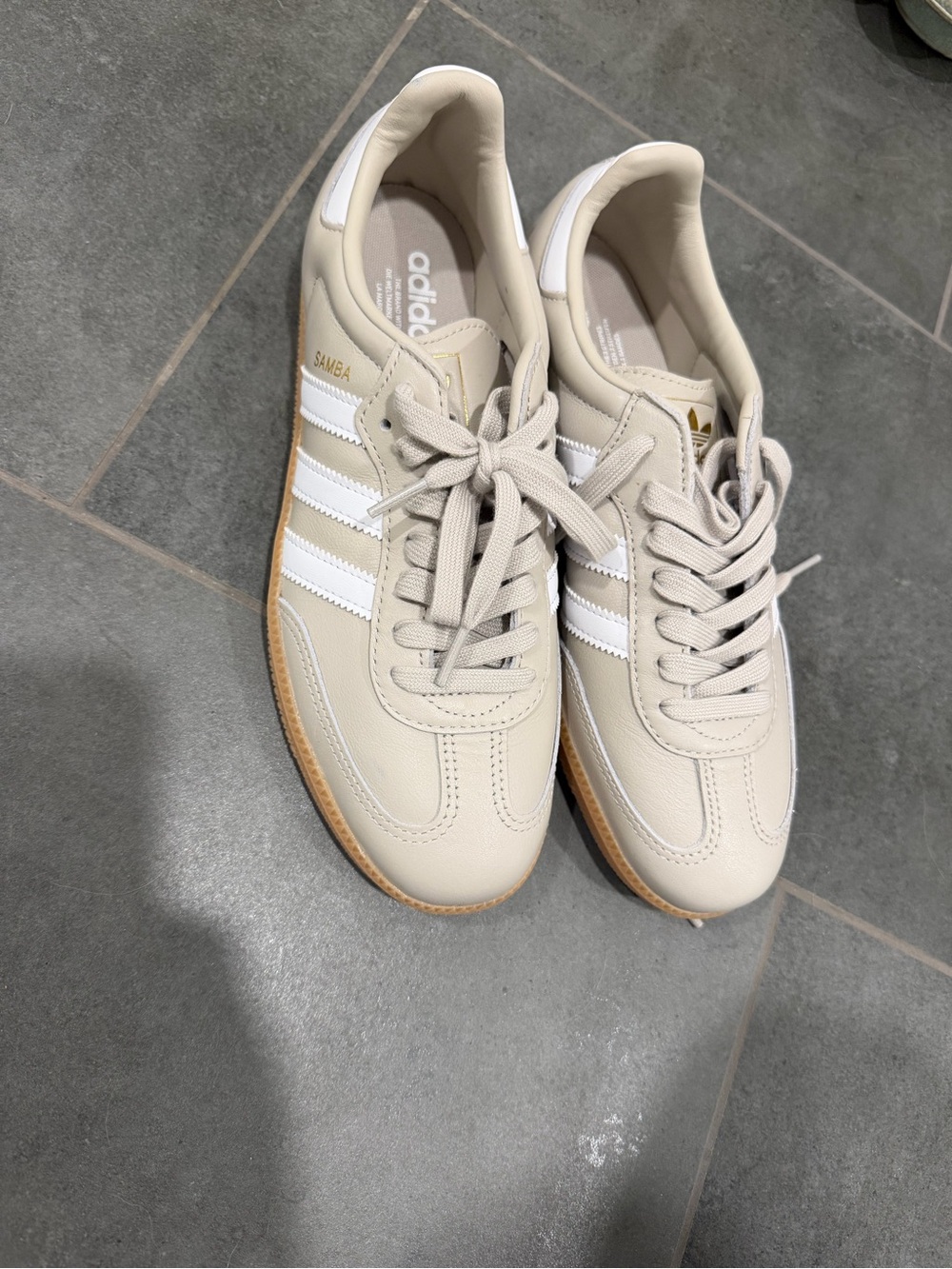 adidas Samba Men’s Sneakers in Cream with White Stripes
